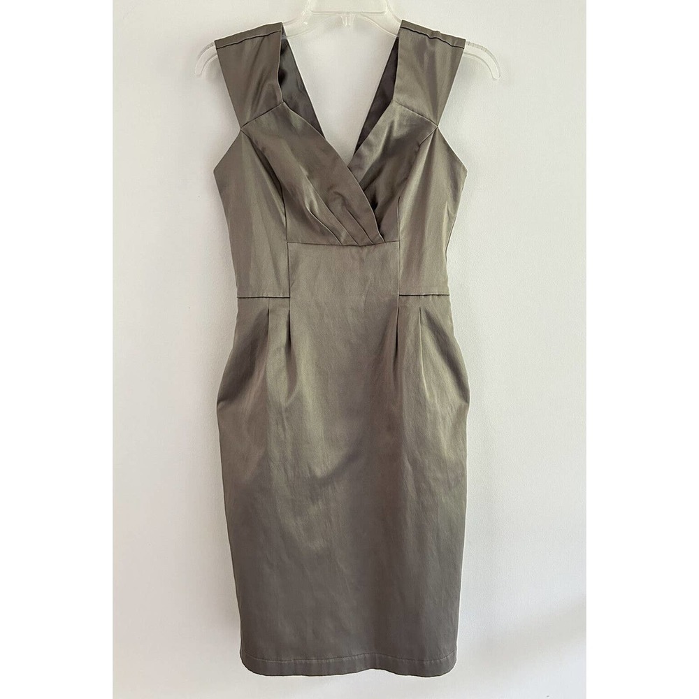 Suzy Suzyshier | Women Sleeveless V-Neck Shift Slim Fit Dress Size XS Gray
